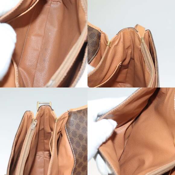 CELINE Macadam Canvas Shoulder Bag Pvc Leather Brown Gold - Picture 12 of 13